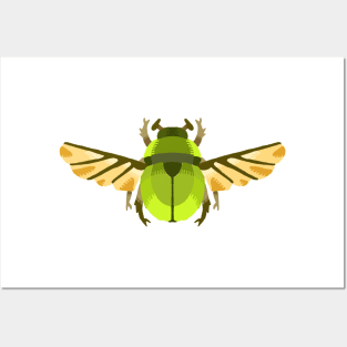 Light Open Simple Green Beetle Stamp Posters and Art